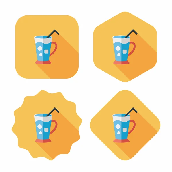 Iced drink flat icon with long shadow,eps10 — Stock Vector