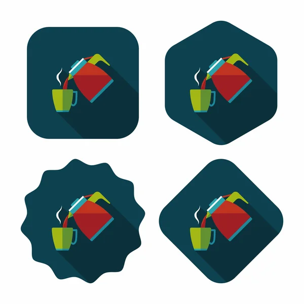 Hot tea flat icon with long shadow, eps10 — стоковый вектор