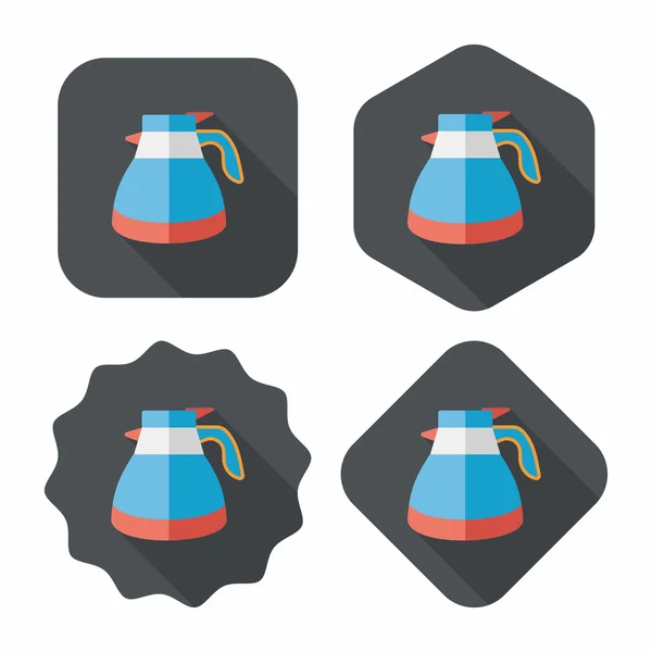 Koffie waterkoker platte pictogram met lange schaduw, eps10 — Stockvector