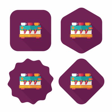 Kahve makinesi düz simgesi, uzun gölge, eps10