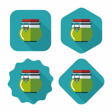 kapsayıcı düz simgesi uzun gölge, eps1 ile koruma mutfak eşyaları