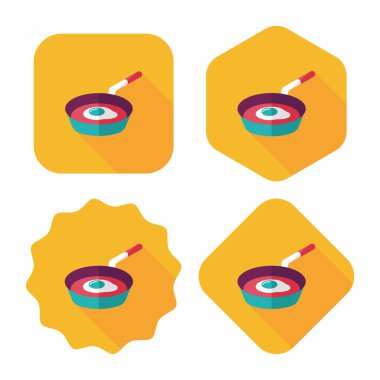 Uzun Gölge, eps ile mutfak eşyaları kızartma tavası ve kürek düz simgesi