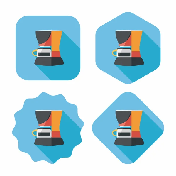 Plat pictogram koffiezetapparaat met lange schaduw, eps10 — Stockvector