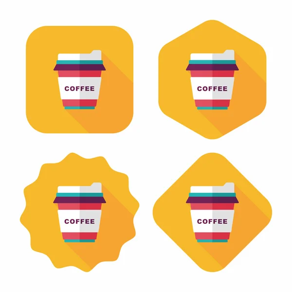 De platte pictogram afhaalmaaltijden koffie met lange schaduw, eps10 — Stockvector