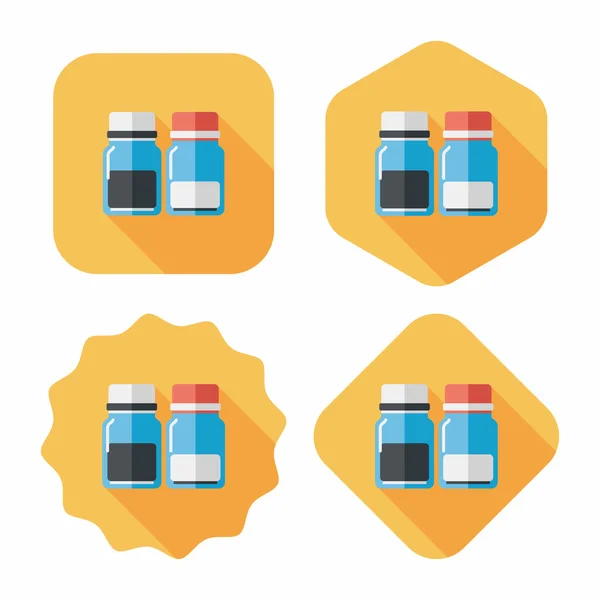 Glass bottled drinks flat icon with long shadow,eps10 — Stock Vector