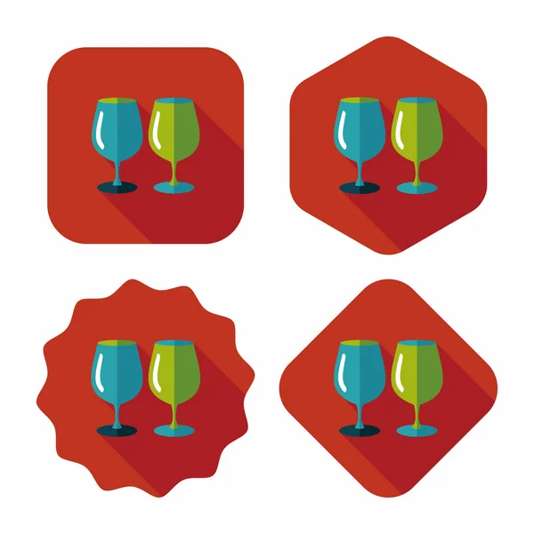 Tasse en verre ustensiles de cuisine icône plate avec ombre longue, eps10 — Image vectorielle