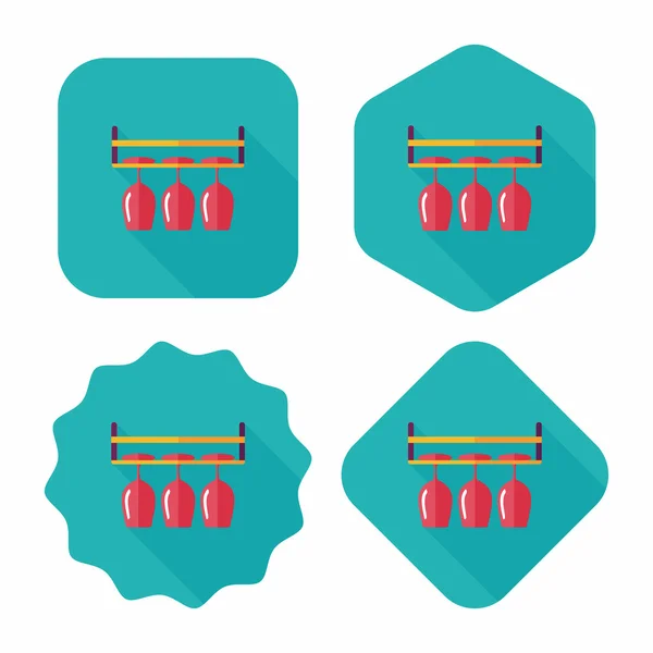 Tasse en verre ustensiles de cuisine icône plate avec ombre longue, eps10 — Image vectorielle