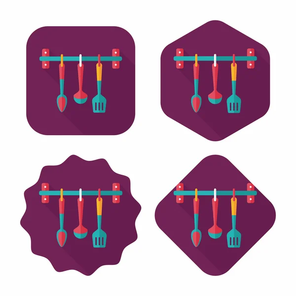 Keukengerei spatel platte pictogram met lange schaduw, eps10 — Stockvector