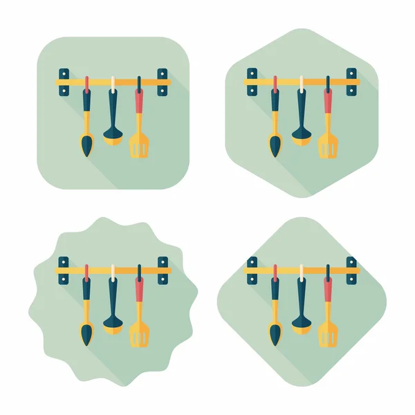 Spatule pour ustensiles de cuisine icône plate avec ombre longue, eps10 — Image vectorielle