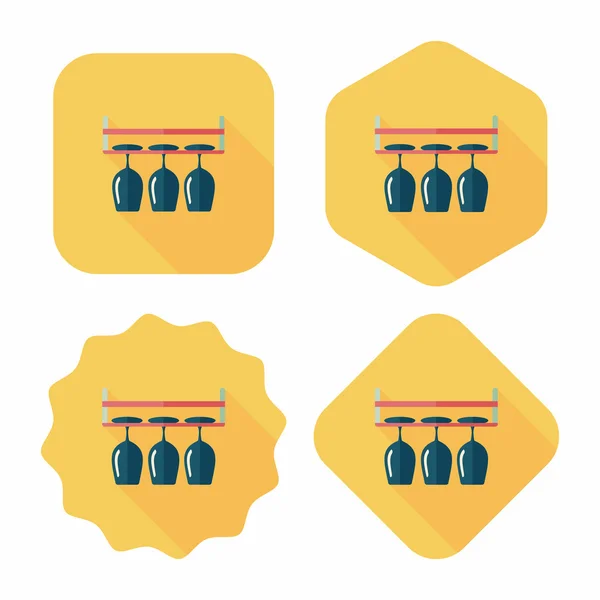 Tasse en verre ustensiles de cuisine icône plate avec ombre longue, eps10 — Image vectorielle