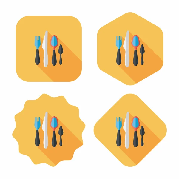 Tableware flat icon with long shadow, eps10 — стоковый вектор