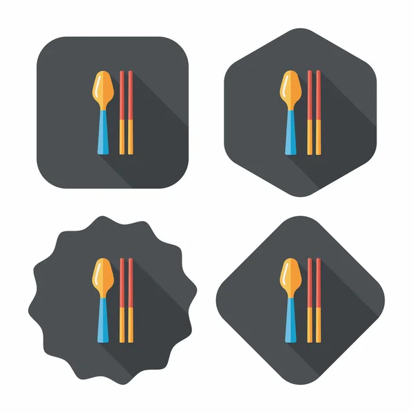 Tableware flat icon with long shadow, eps10 — стоковый вектор