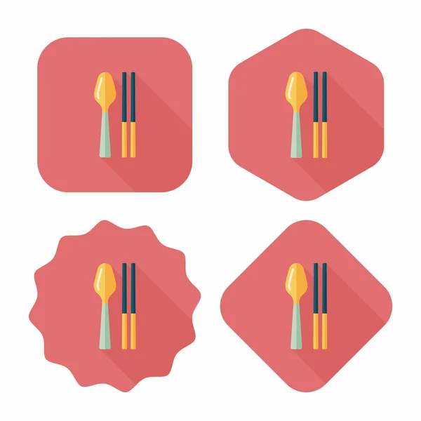 Vaisselle icône plate avec ombre longue, eps10 — Image vectorielle