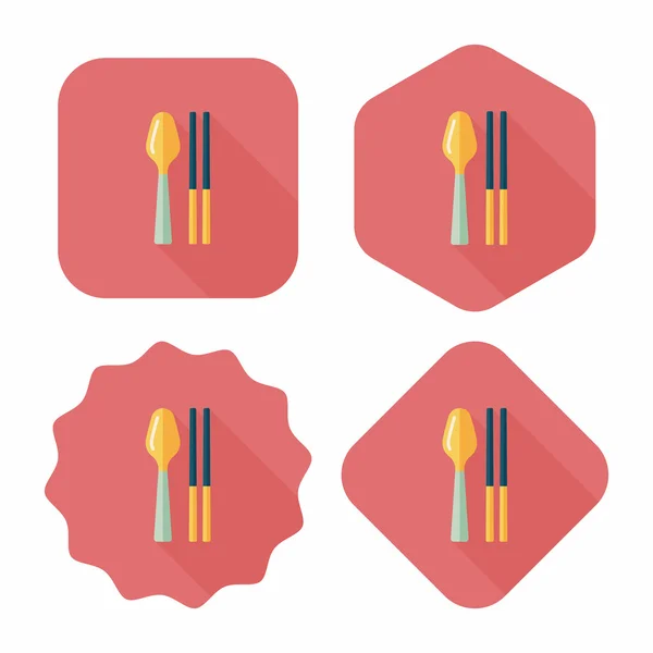 Tableware flat icon with long shadow, eps10 — стоковый вектор