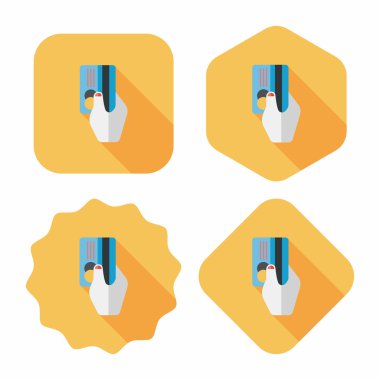 Uzun Gölge, eps10 ile alışveriş kredi kartı düz simgesi