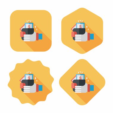 Uzun gölgeli alışveriş cüzdanı simgesi, eps10