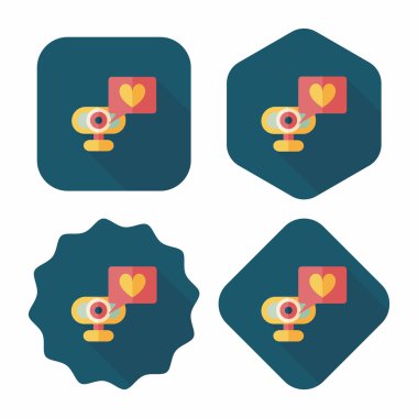 Uzun gölge ile Sevgililer günü webcame aşk ileti düz simgesi,