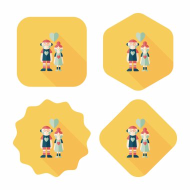 Uzun Gölge, eps10 ile Sevgililer günü Çift düz simgesi