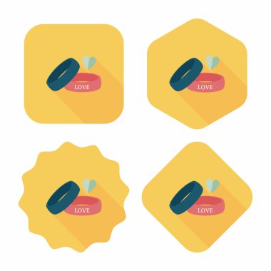 Sevgililer günü çift bilezik düz simgesiyle uzun gölge, eps10