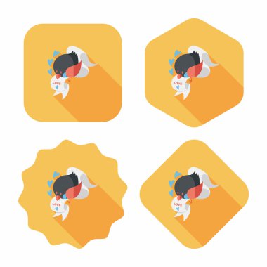 Sevgililer sevgilisi kuş düz simgesi ile uzun gölge, eps10