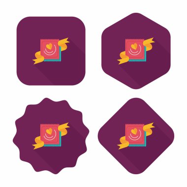 Uzun Gölge, eps10 ile Sevgililer günü prezervatif düz simgesi