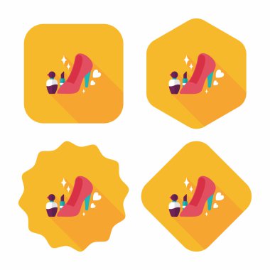 Sevgililer günü kız kostüm düz simgesiyle uzun gölge, eps10