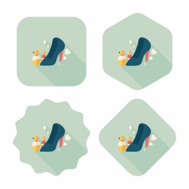 Sevgililer günü kız kostüm düz simgesiyle uzun gölge, eps10