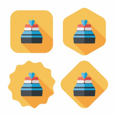 Sevgililer sevgilisi yatak düz simgesiyle uzun gölge, eps10