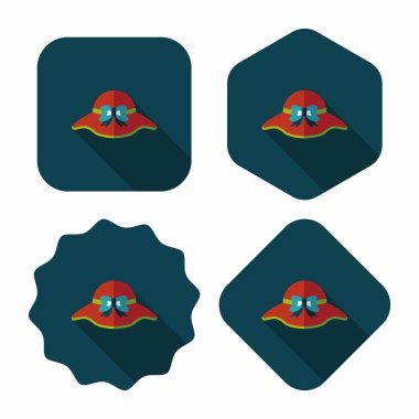 Kadın şapka düz simgesi ile uzun gölge, eps10