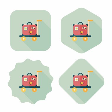 Vintage seyahat bavul, uzun gölge, eps10 ile düz simgesi