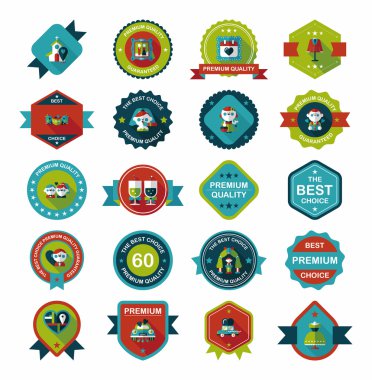 Düğün rozet afiş düz tasarım arka plan ayarlamak, eps10