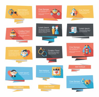 Düğün afiş düz tasarım arka plan ayarlamak, eps10