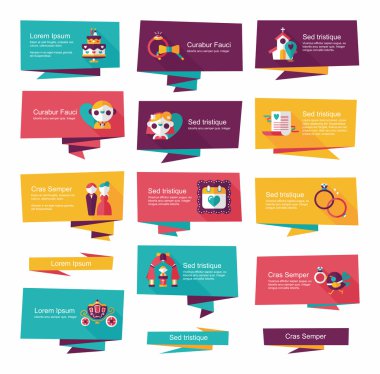 Düğün afiş düz tasarım arka plan ayarlamak, eps10