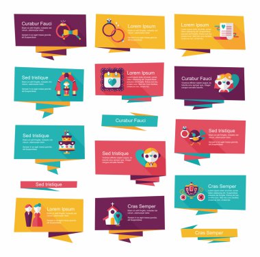 Düğün afiş düz tasarım arka plan ayarlamak, eps10