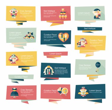 Düğün afiş düz tasarım arka plan ayarlamak, eps10