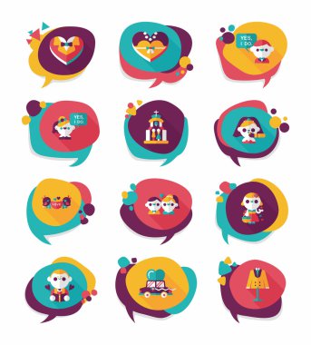 Düğün konuşma balonu düz tasarım arka plan ayarlamak, eps10