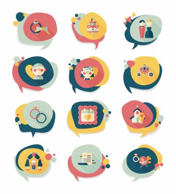 Düğün konuşma balonu düz tasarım arka plan ayarlamak, eps10