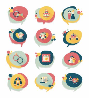 Düğün konuşma balonu düz tasarım arka plan ayarlamak, eps10