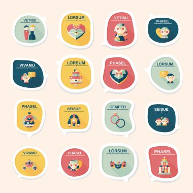 Düğün konuşma balonu düz tasarım arka plan ayarlamak, eps10