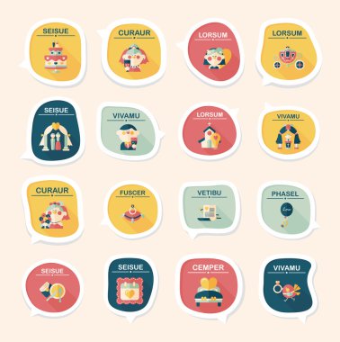 Düğün konuşma balonu düz tasarım arka plan ayarlamak, eps10