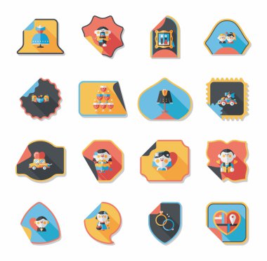 Düğün etiketi düz tasarım arka plan ayarlamak, eps10