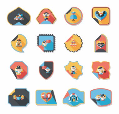 Düğün etiketi düz tasarım arka plan ayarlamak, eps10