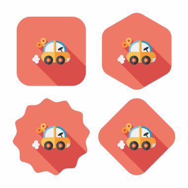 oyuncak araba düz simgesi ile uzun gölge, eps10