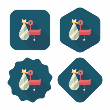 kuş ve bebek düz simgesi ile uzun gölge, eps10