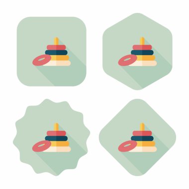 Piramit oyuncak düz simgesi ile uzun gölge, eps10