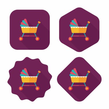 Bebek beşik yatak düz simgesiyle uzun gölge, eps10