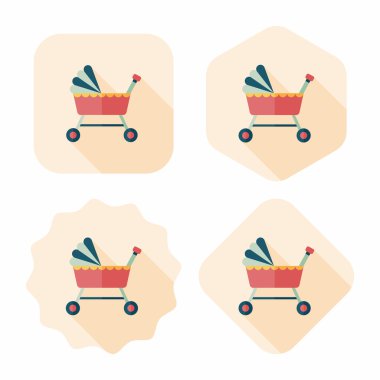 Bebek beşik yatak düz simgesiyle uzun gölge, eps10