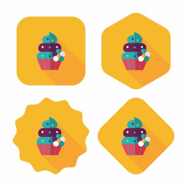 doğum günü pastası düz simgesi ile uzun gölge, eps10