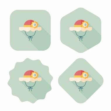 Kadın şapka düz simgesi ile uzun gölge, eps10