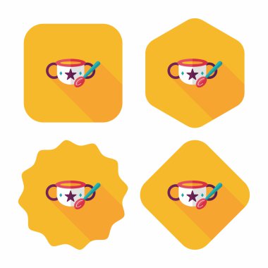 Bebek gıda kase düz simgesiyle uzun gölge, eps10